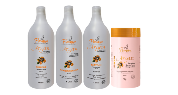 Kit Argan (L/KG) Shampoo, Condicionador , Leave in  e Máscara