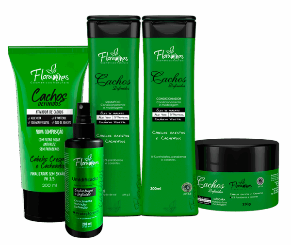 Kit Cachos Definidos Shampoo e Condicionador 300ml, Máscara 250g, Ativador e Umidificador 200ml
